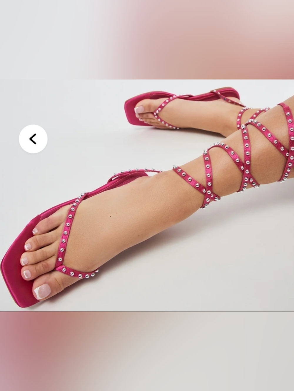 Fashion Nova Hot Pink Studded Lace-Up Sandals